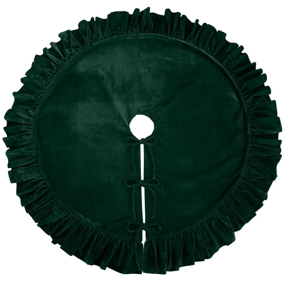 Grbtsrd 48 Inch Christmas Tree Skirt, Deep Green Velvet Christmas Tree Skirts, Luxurious Velvet Fabric, Christmas Tree Decor, for 5-7 ft Christmas Tree, Holiday Accent for Your Home and Party