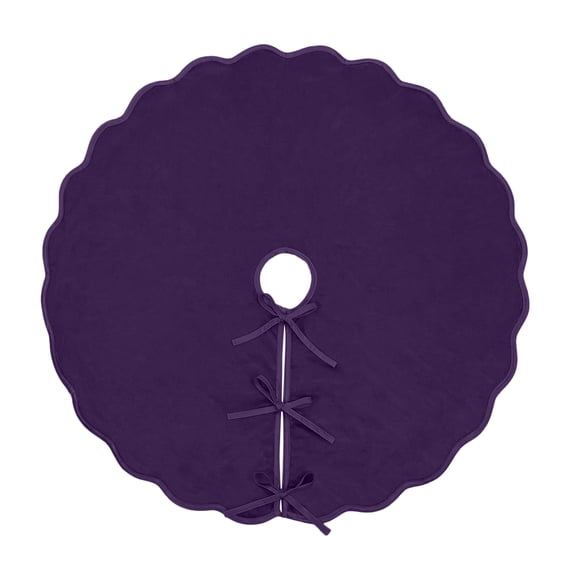 Grbtsrd 48 Inch Christmas Tree Skirt, Purple Scalloped Edge Christmas Tree Skirts, Scalloped Edge Velvet, Christmas Tree Decor, for 5-7 ft Christmas Tree, Holiday Accent for Your Home and Party