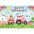 thumbnail image 1 of Gre Tractor Truck Birthday Party Backdrop Boy Girl Happy 1st Birthday Baby Shower Gre Farm Photography Background Banner, 1 of 5