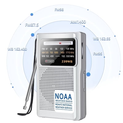 Greadio NOAA Weather Radio, AM/FM Battery Operated Transistor Portable Radio with Best Reception