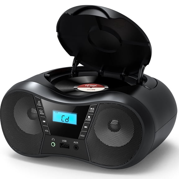 Greadio Portable CD Player Boombox with Bluetooth 5.1, FM Radio,Stereo Sound ,USB/AUX Input,AC/Battery Powered,CD/CD-R/CD-RW Compatible,3.5mm Headphone Jack,Sleep Timer for Home,Seniors,Kids