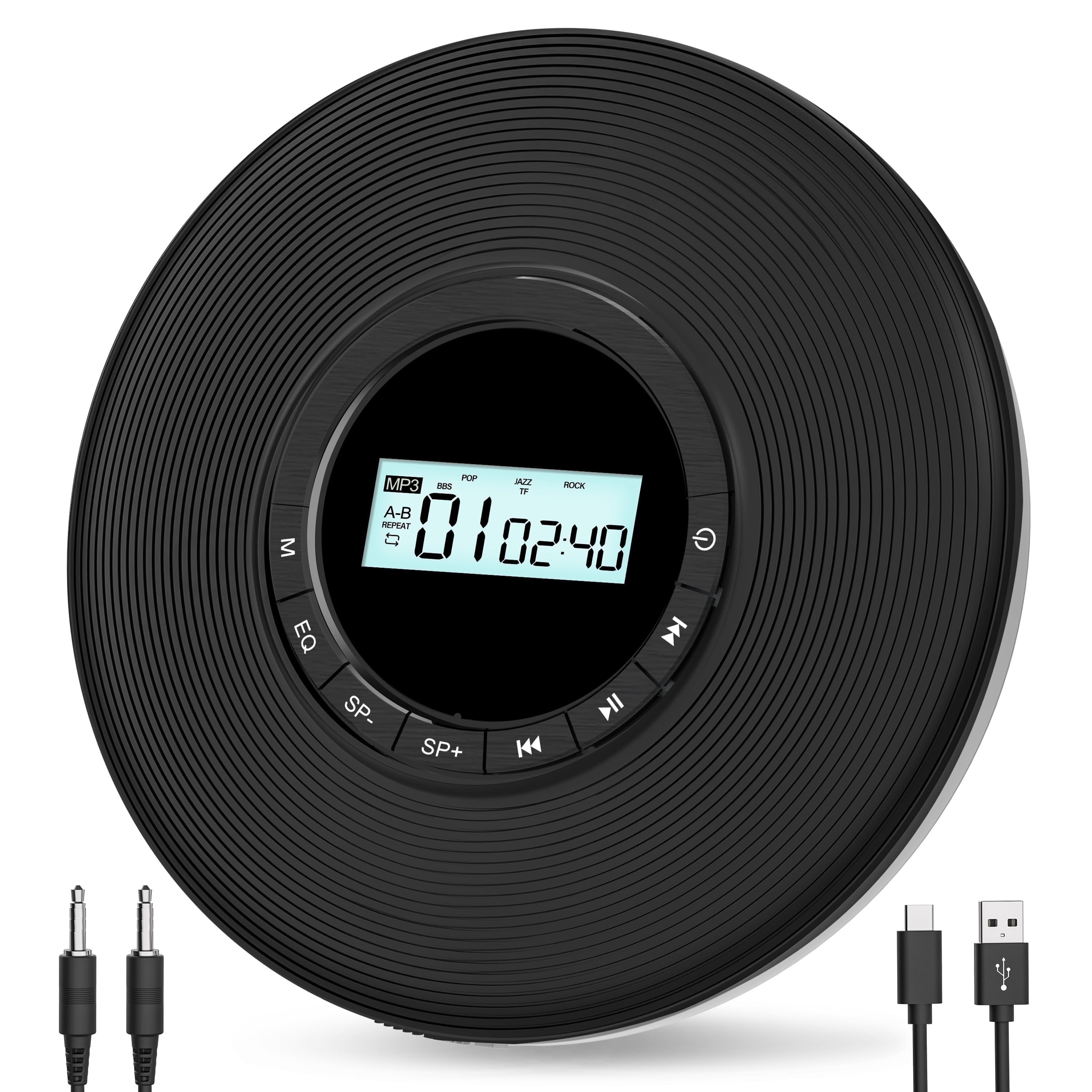 Greadio Portable CD Player, Walkman Style, Anti-Skip, Stereo Sound, AUX ...