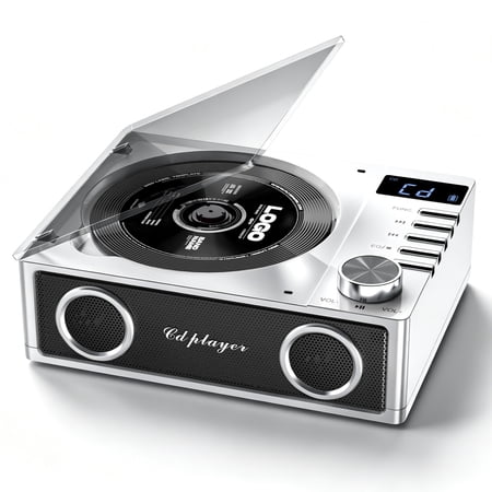 Greadio Bluetooth CD Players Portable with Remote Control, 4000mAh Rechargeable CD Player, CD Players for Home with Speakers , Supports USB, TF, AUX, Optical Input, 1 Count