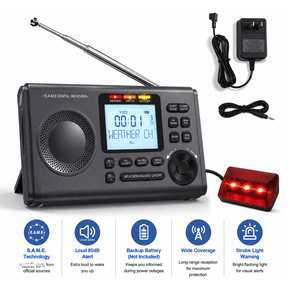 Greadio Weather Alert Radio, S.A.M.E Localized Programming, 23 County Codes & 80+ Emergency Alerts, Battery Backup, Alarm, Selectable Alert Tone, Warning Light for Emergency & Hurricane