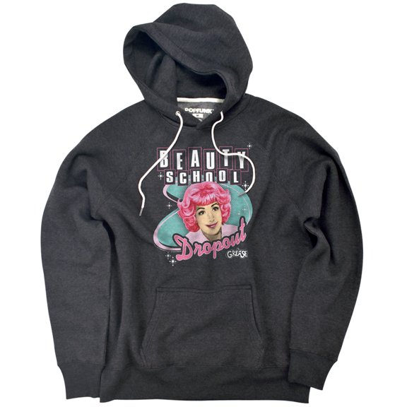 Grease Beauty School Dropout Unisex Adult Slim Fit Pull-Over Heather Hoodie, Charcoal, Small