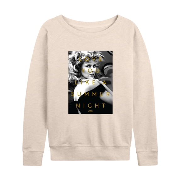 Grease - Black & White Photo Sandy - Love You Like Summer Nights - Women's Lightweight French Terry Long Sleeve Shirt