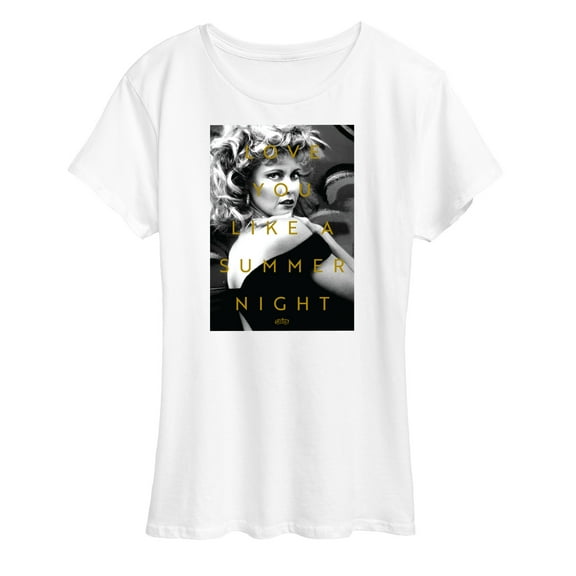 Grease - Black & White Photo Sandy - Love You Like Summer Nights - Women's Short Sleeve Graphic T-Shirt
