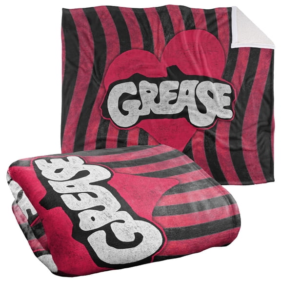 Grease Blanket, 50"x60", Groove Silky Touch Sherpa Back Super Soft Throw Blanket