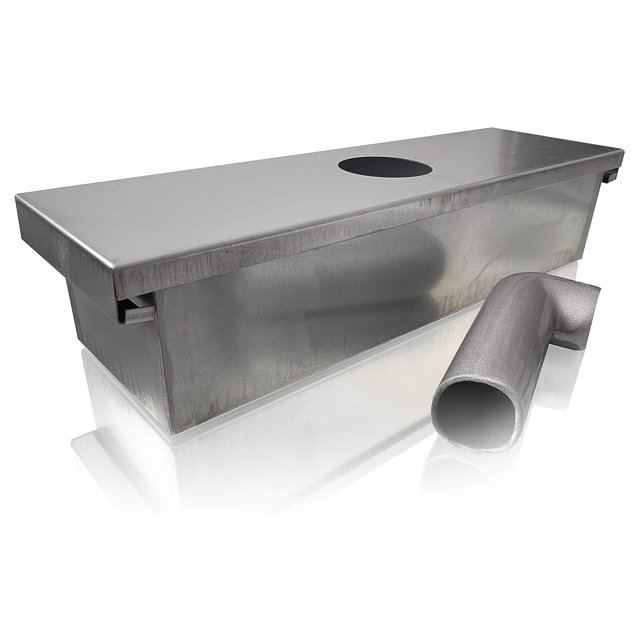 Grease Box for Restaurant Canopy Hood Exhaust Fan (Includes Down Spout