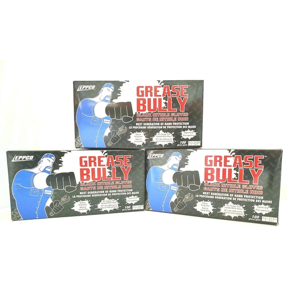 Eppco Grease Bully Nitrile Gloves, Powder and Latex Free, Black, 6MIL, Microtexture, Extra Large, 3 Boxes