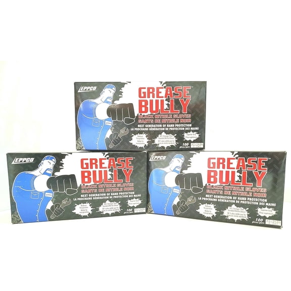 Eppco Grease Bully Nitrile Gloves, Powder and Latex Free, Black, 6MIL, Microtexture, Extra Large, 3 Boxes