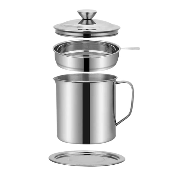 Grease Container, Bacon Grease Container with Strainer, Cooking Oil Keeper with Lid and Easy-Grip Handle 1.3L