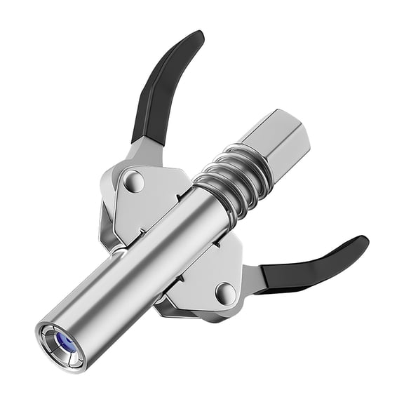 Grease Coupler, Heavy Duty Locking Grease Injector Nozzle, Stainless Steel Grease Fitting Tool, 90-Degree Angled Coupler for Tight Spaces, High Pressure Grease Gun Accessory