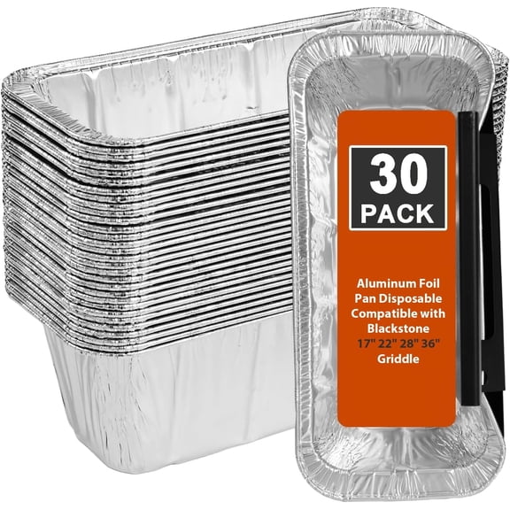 Grease Cup Liners Compatible with Blackstone Griddle 5017 - Griddle Accessories, Disposable Grill Tray, Aluminum Foil Drip Pan Grease Catcher Cup Liner for 17, 22, 28, 36 Inch (30 Pack)