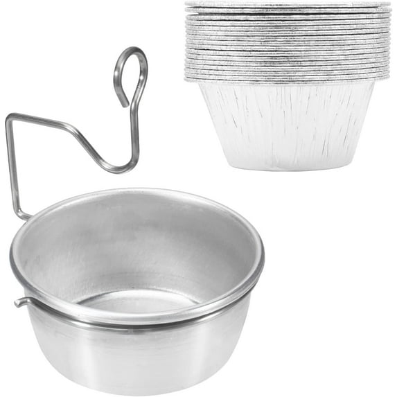 Grease Cup for Char-Broil/Kenmore Outdoor Grills/Masterbuilt Propane Smokers, Grill Grease Catcher Tray with Clip and 10-Pack Aluminum Drip Liner
