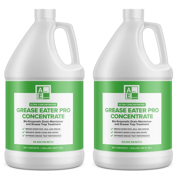 Grease Eater Pro Concentrate 2 Gallon (256 Uses) – Enzyme Grease Trap Treatment & Drain Maintainer, Grease Trap Cleaner for Odor Control & FOG Removal, Professional Restaurant Formula