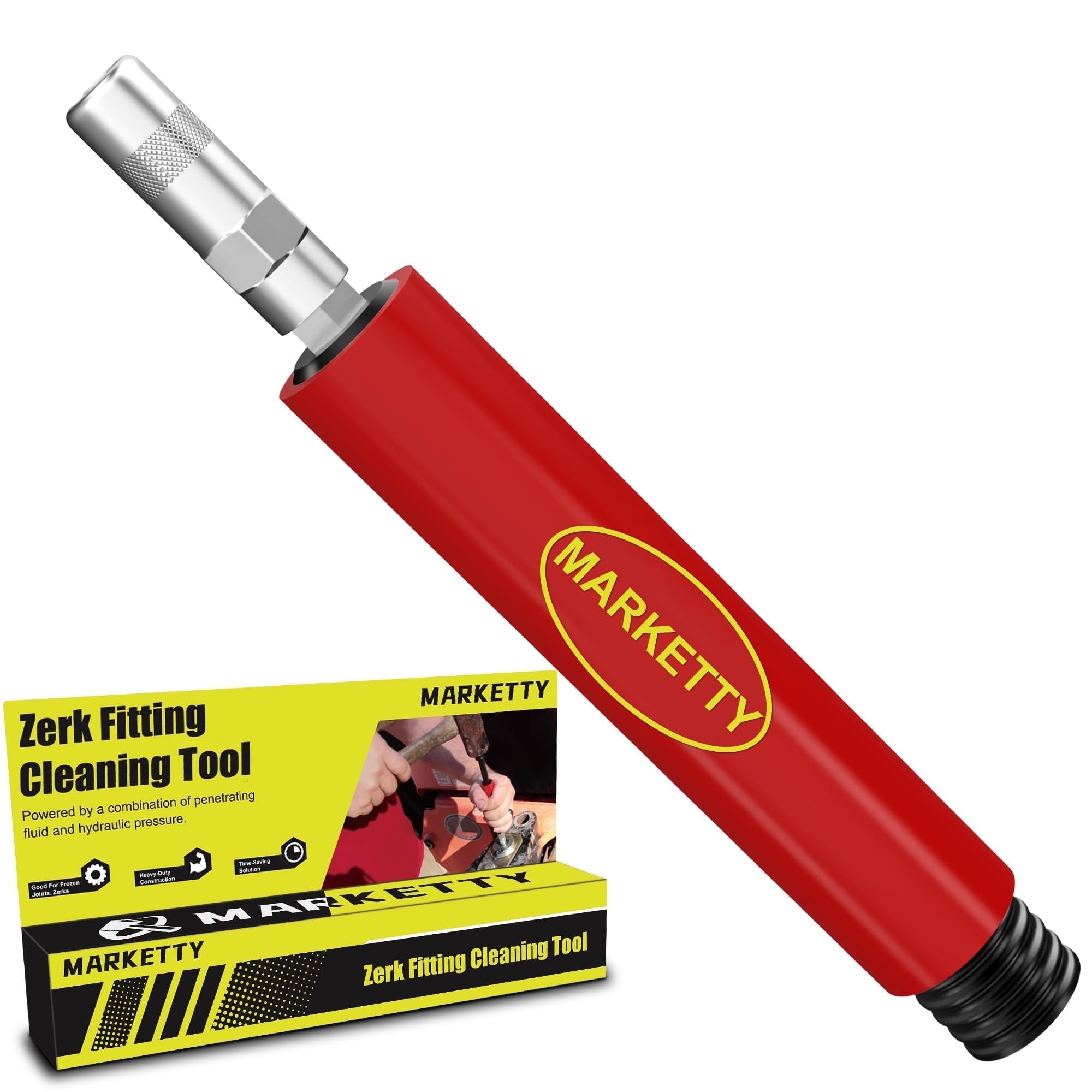 Grease Fitting Cleaning Tool, Grease Zerk Cleaning Tool for Tractors, Excavators and Heavy Machinery Remove Old Dried Oil from Fittings, Pins, Shafts, Bushings, and Joints (Red)