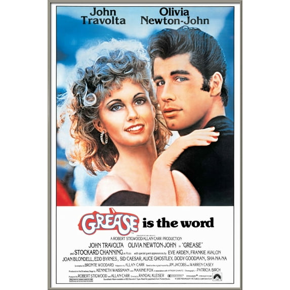 Grease - Framed Movie Poster (Regular Style) (Size: 24" X 36") (Brushed Champagne Aluminum Frame)