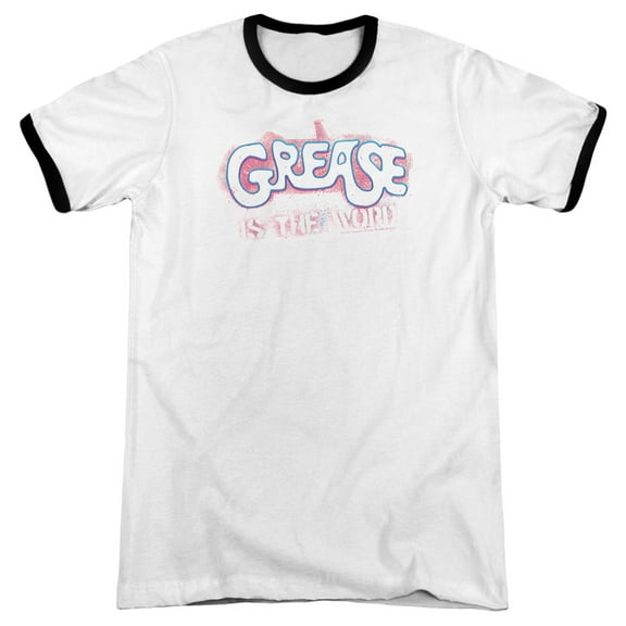 Grease Grease Is The Word Adult Ringer T-Shirt White Black