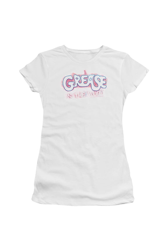 Grease Grease Is The Word Junior Women's T-Shirt Sheer White