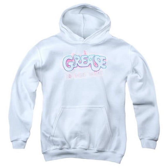Grease-Grease Is The Word Youth Pull-Over Hoodie- White - Large