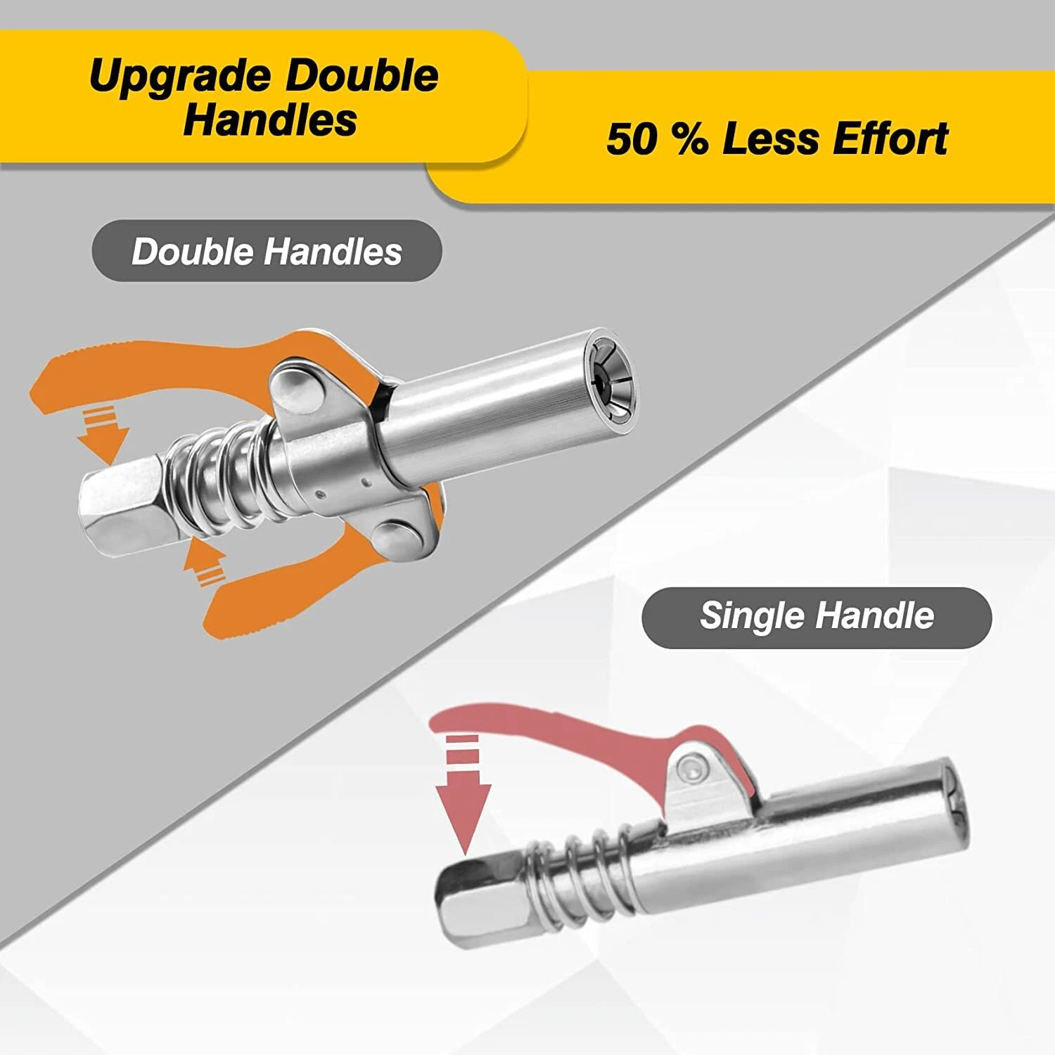 Grease Gun Coupler Double Handle High Pressure Quick Release Lock Oil Nozzles