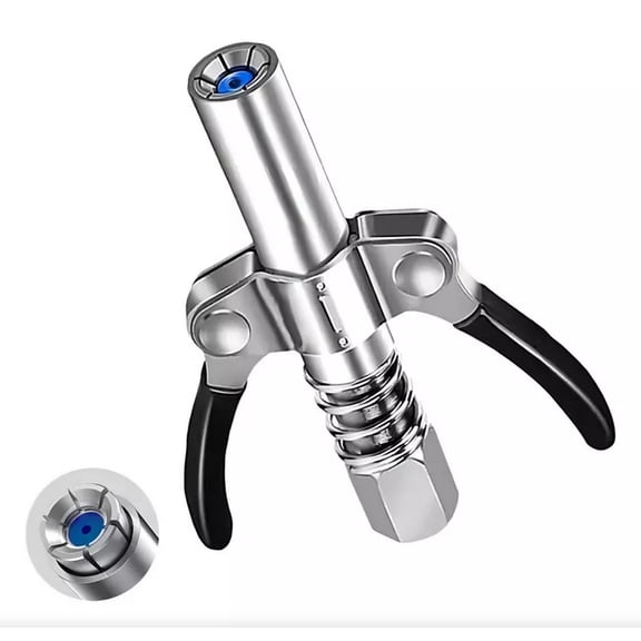 Grease Gun Coupler Double Handle High Pressure Quick Release Lock Oil Nozzles-