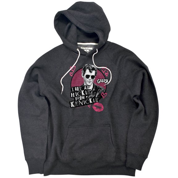 Grease Kenickie Unisex Adult Slim Fit Pull-Over Heather Hoodie, Charcoal, Small