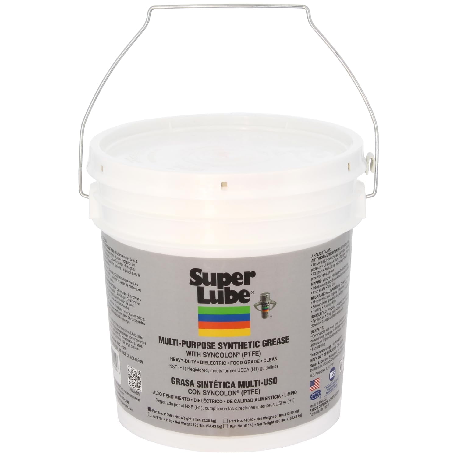 Super Lube 41050 Synthetic Grease (NLGI 2), 5 lb Pail, Translucent White