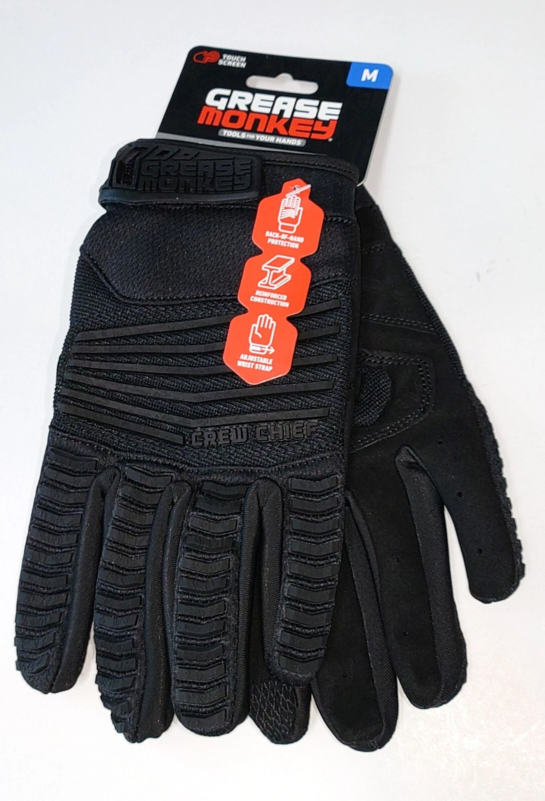 Grease Monkey Crew Chief Pro Gloves Touchscreen Tech Black Size Medium