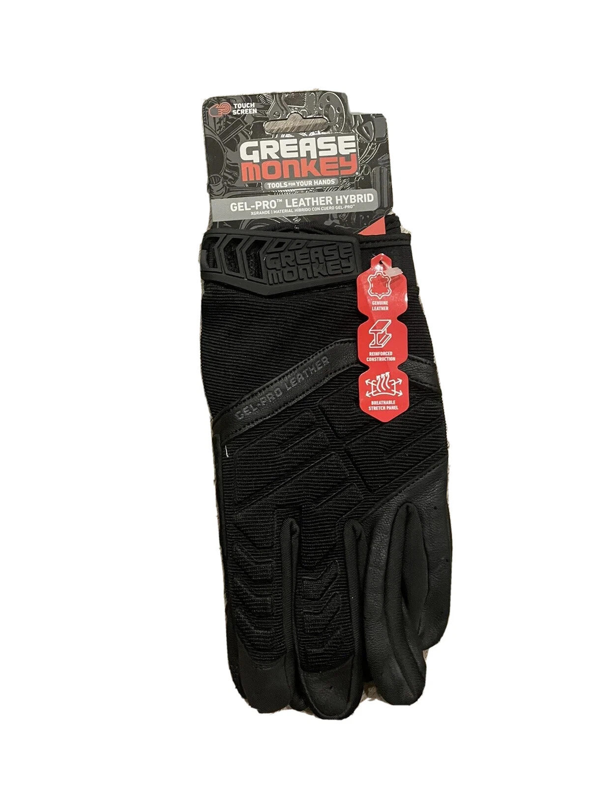 Grease Monkey Gel-Pro Leather Hybrid Gloves - Size Xl - Touch Screen Compatible