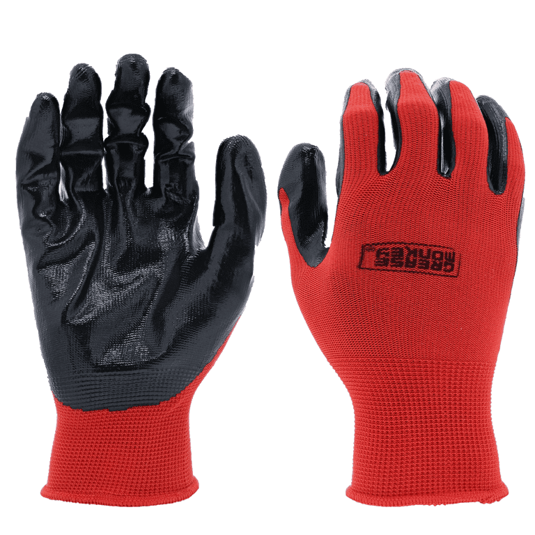 Gorilla Grip Nitrile Work Gloves, 10 Pack Large,Black