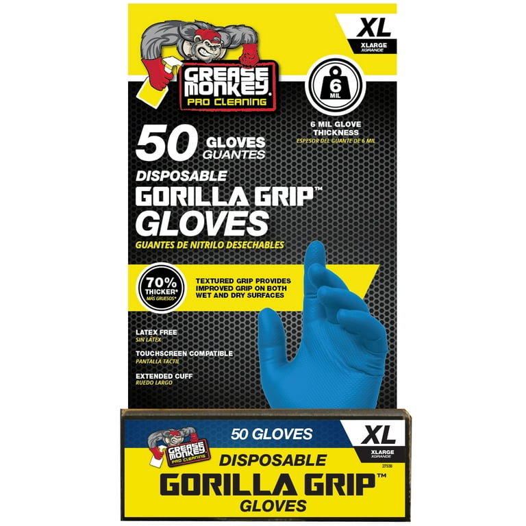 Grease Monkey Cleaning Disposable Nitrile Gloves, Size XL - Blue - 1 Each