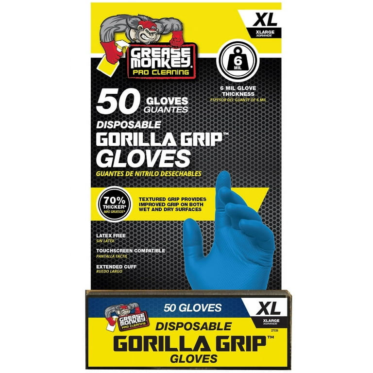 Grease Monkey Pro Cleaning, Disposable Nitrile Gloves, Blue, 50