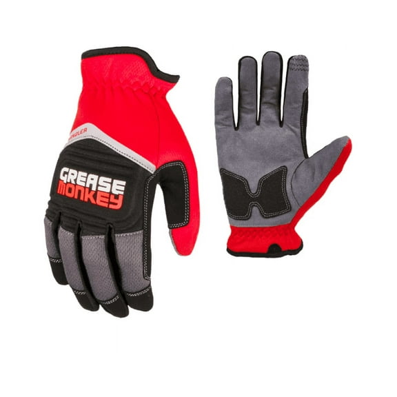 Grease Monkey Tool Handler 2.0 Mechanic Gloves with Touchscreen Capabilities, Red/Black, Large