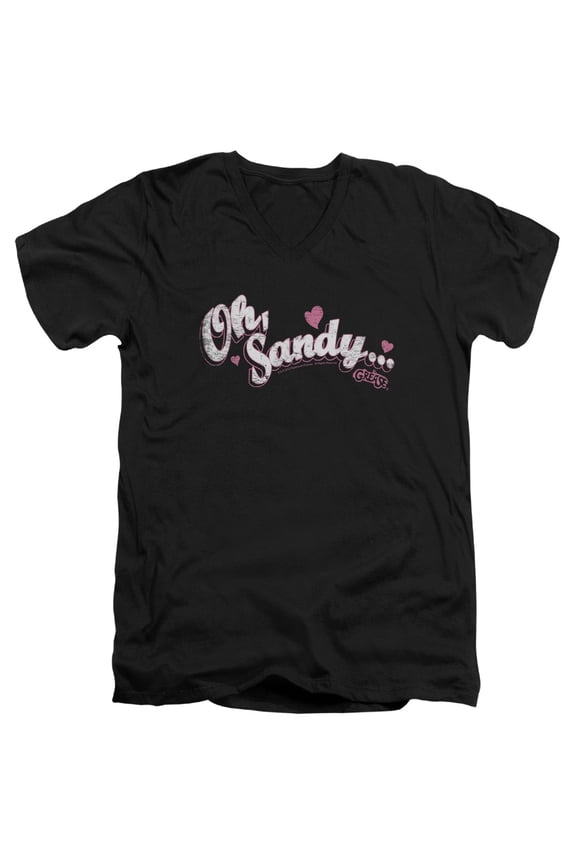 Grease Oh Sandy Adult V-Neck T-Shirt Black