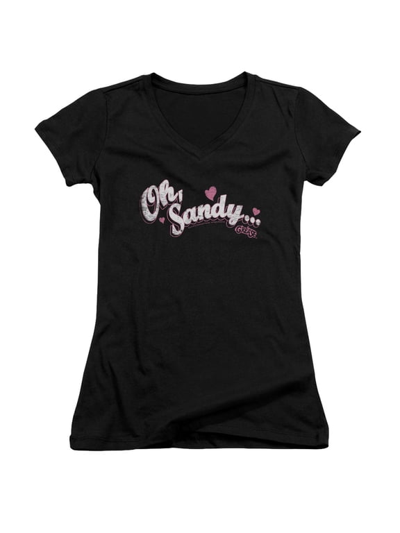 Grease Oh Sandy Junior Women's V-Neck T-Shirt Black