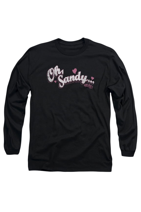 Grease Oh Sandy Long Sleeve Adult 18/1 T-Shirt Black