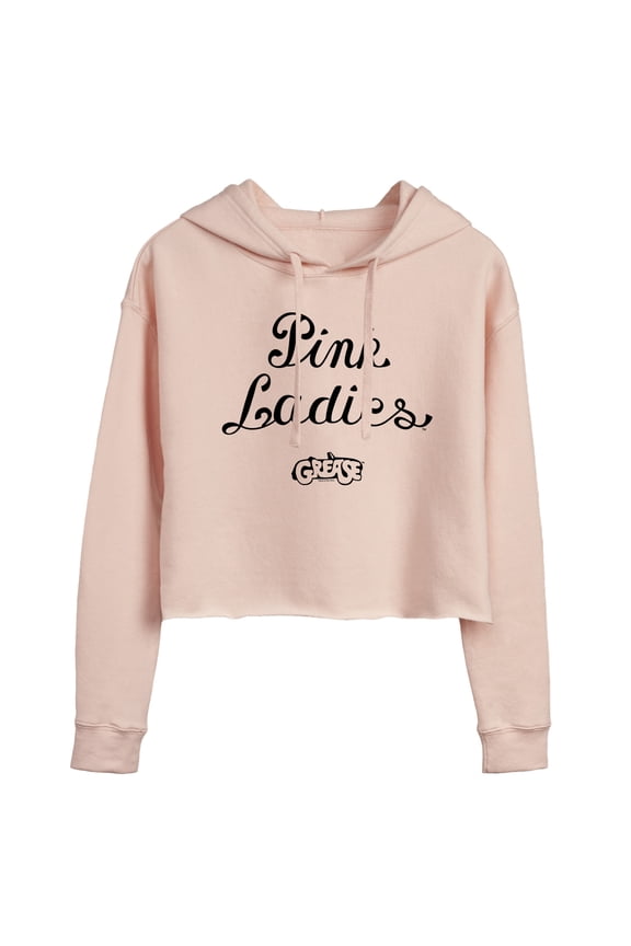 - Pink Ladies - Cursive Writing - Juniors Cropped Pullover Hoodie