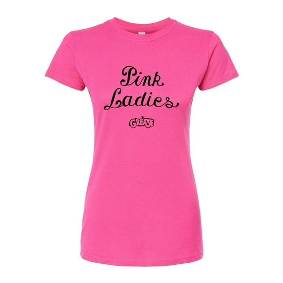 Grease - Pink Ladies - Cursive Writing - Juniors Fitted Graphic T-Shirt