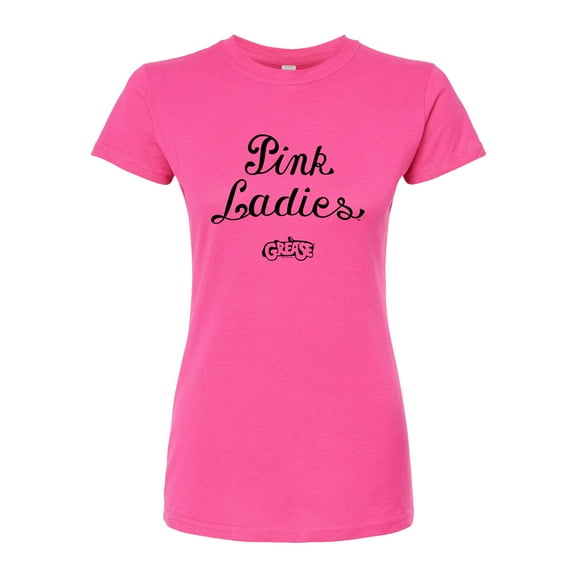 Grease - Pink Ladies - Cursive Writing - Juniors Fitted Graphic T-Shirt