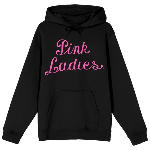 Grease Pink Ladies Long Sleeve Adult Black Hooded Sweatshirt-3XL