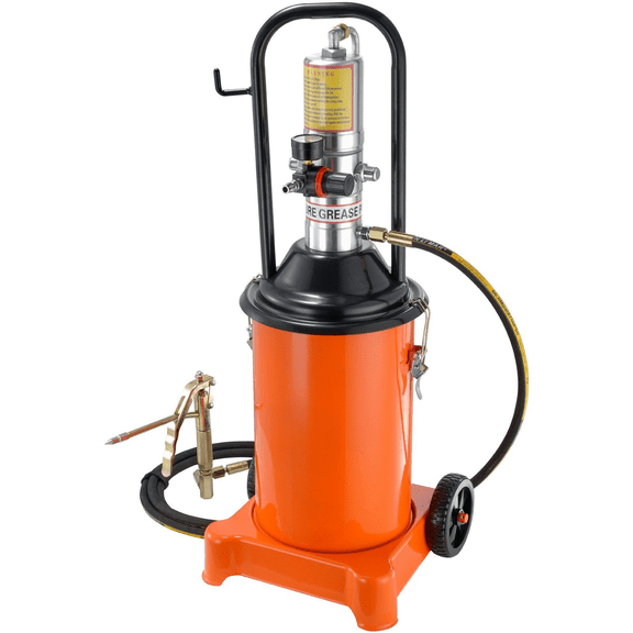 Grease Pump 3 Gallon, Air Operated Grease Pump with Hose & Gun, 12L Pneumatic Lubrication Pump 50:1 Ratio, Portable Grease Bucket Pump for Car & Farm Equipment