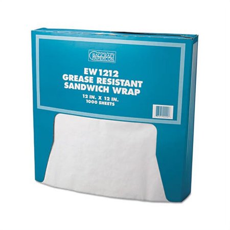 Grease-Resistant Paper Wraps and Liners 12 x 12, White, 1000/Box, 5 Boxes/Carton