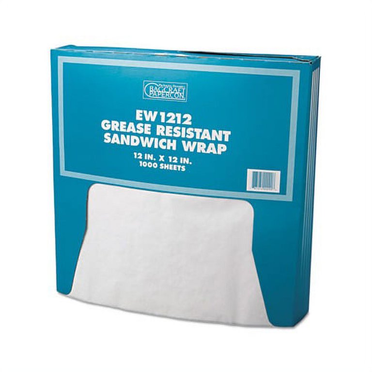 Grease-Resistant Paper Wraps and Liners, 12 x 12, White, 1,000/Box, 5 Boxes/Carton Grease-Resistant Paper Wraps and Liners, 12 x 12, White, 1,000/Box, 5 Boxes/Carton