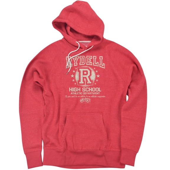 Grease Rydell High Unisex Adult Slim Fit Pull-Over Heather Hoodie, Red, Small