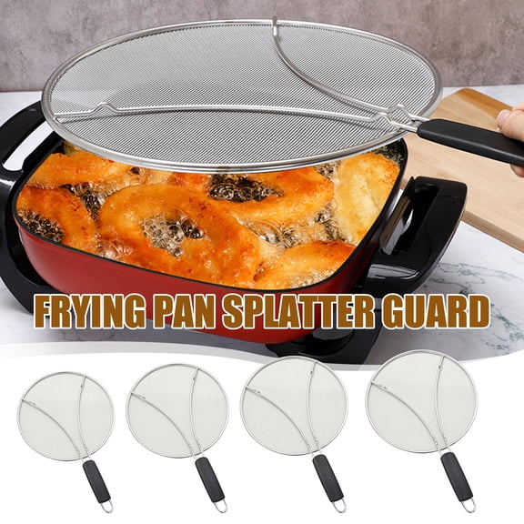Grease Splatter Guard Stainless Steel Fine Mesh Screen with Easy-Grip Handles Blocks Oil Stains Splash Resistant Cooking Tool