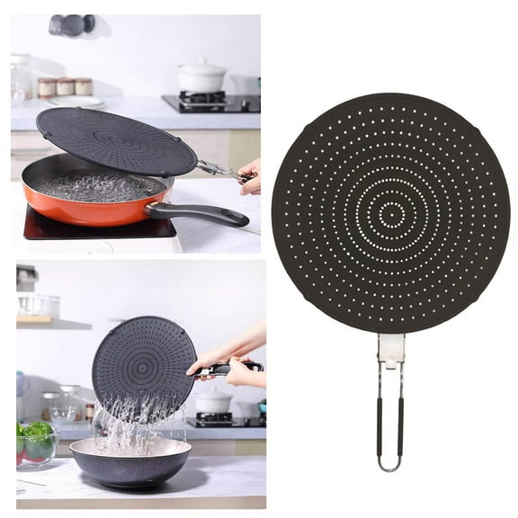 Grease Splatter Screen For Frying And Searing Fits 12 Inch Pans Dishwasher Folding Design Heat To 480°F Stay Cool Locking Handle Foldable Handle Silicone And Stainl Baking trays & trays