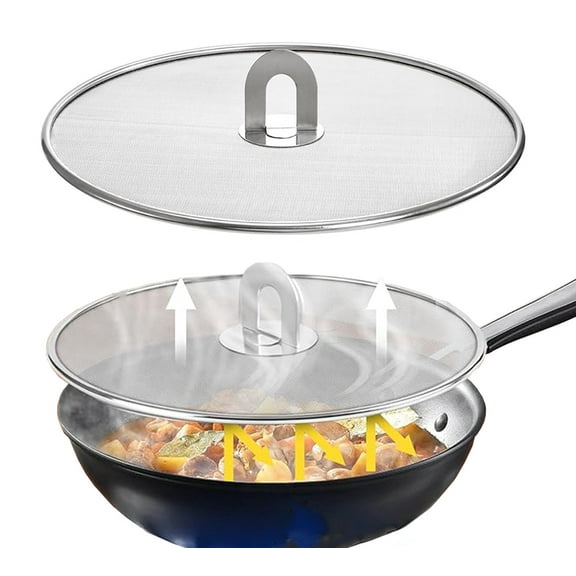 Splatter Screen for Cooking,11.5" Stainless Steel Grease Splatter Guard for Frying Pan,Fine Mesh Splatter Screen,Heavy Duty Kitchen Oil Splatter Guard,No Cooking Oil Mess No Burns