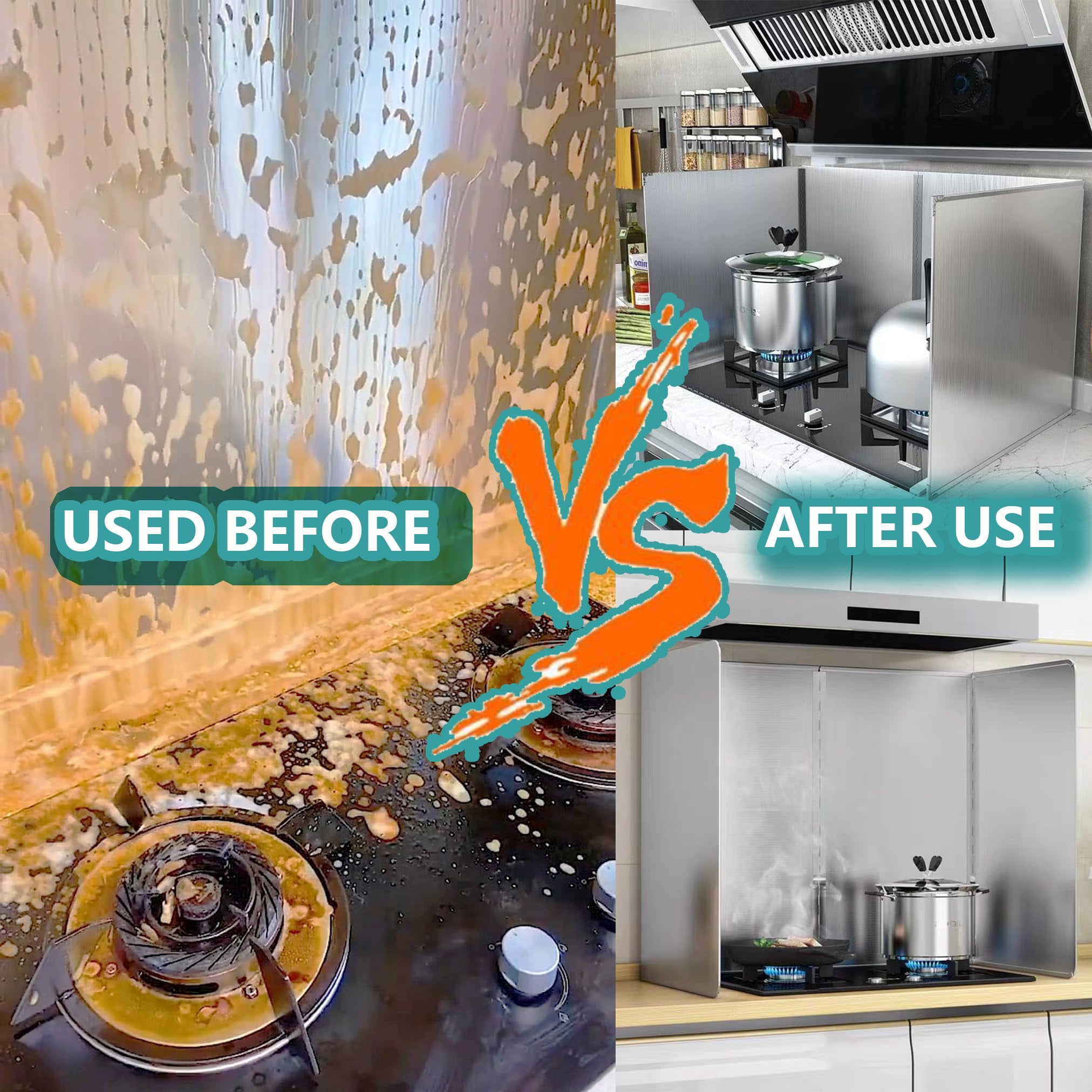 Grease Stove Splash Guard For Cooking | 2 Sided Kitchen Splatter Backsplash Protector Wall  Foldable Stainless Steel 15.7" X Per Piece 2 In Package